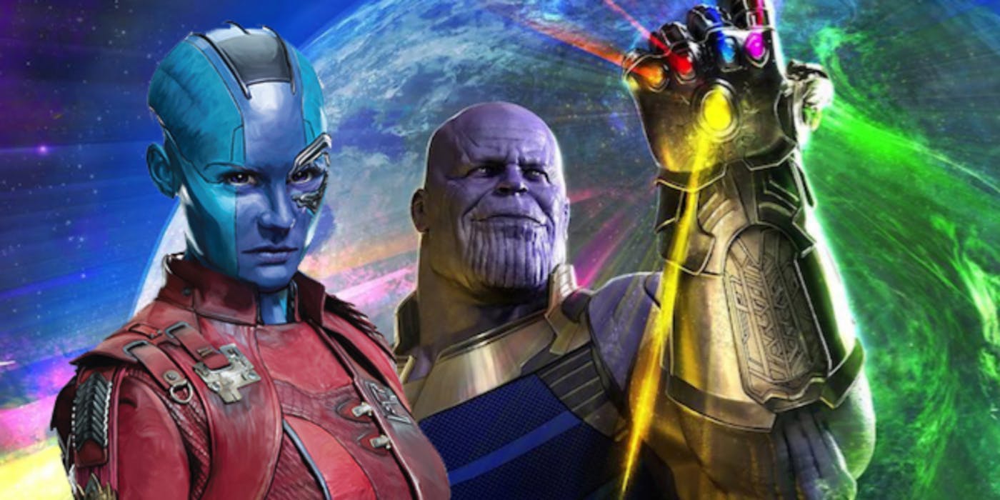 thanos and nebula on the brink of destroying the world